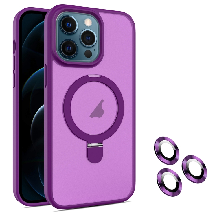 

For iPhone 12 Pro Max MagSafe Magnetic Holder Phone Case(Dark Purple)