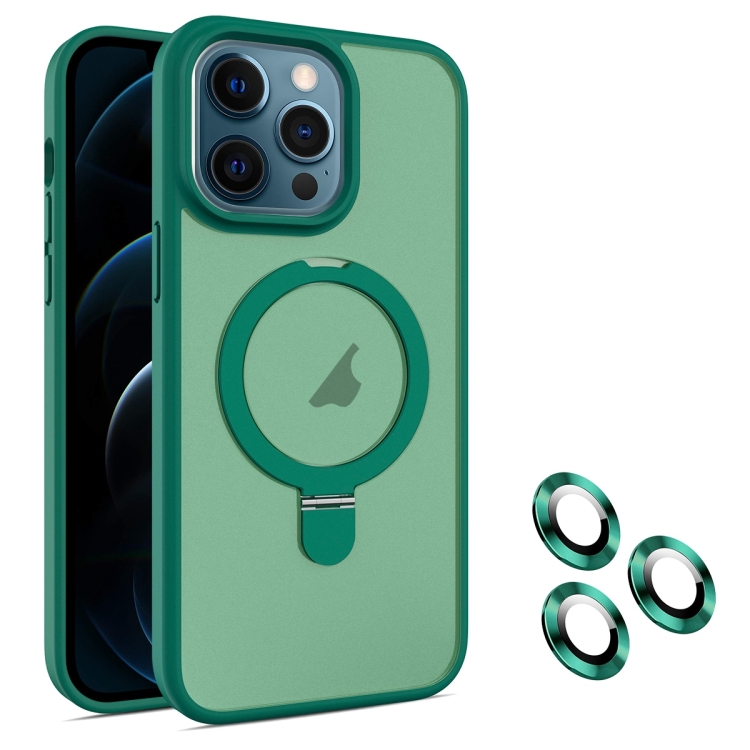 

For iPhone 12 Pro Max MagSafe Magnetic Holder Phone Case(Dark Green)