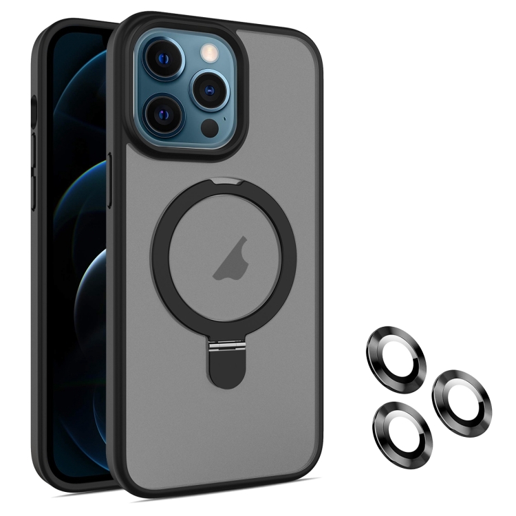 

For iPhone 12 Pro Max MagSafe Magnetic Holder Phone Case(Black)