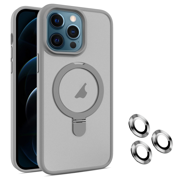 

For iPhone 12 Pro Max MagSafe Magnetic Holder Phone Case(Grey)