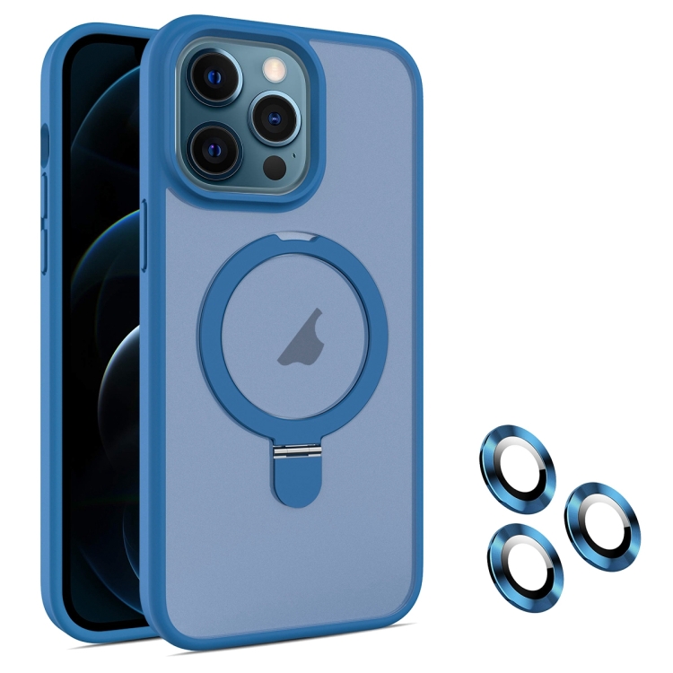 

For iPhone 12 Pro Max MagSafe Magnetic Holder Phone Case(Blue)