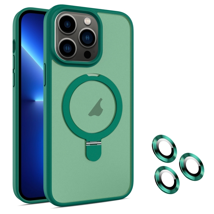 

For iPhone 13 Pro MagSafe Magnetic Holder Phone Case(Dark Green)