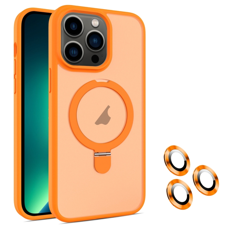 

For iPhone 13 Pro Max MagSafe Magnetic Holder Phone Case(Orange)