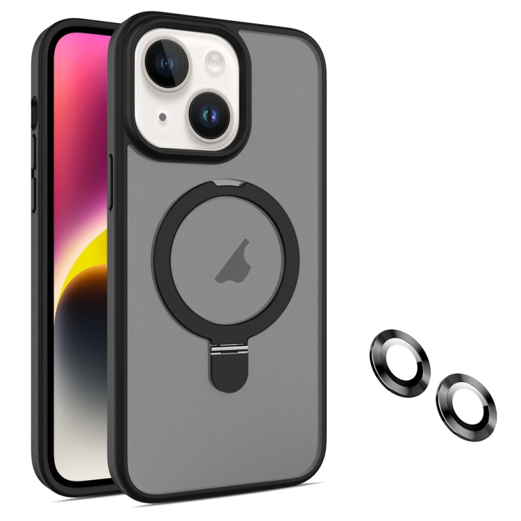 

For iPhone 14 MagSafe Magnetic Holder Phone Case(Black)
