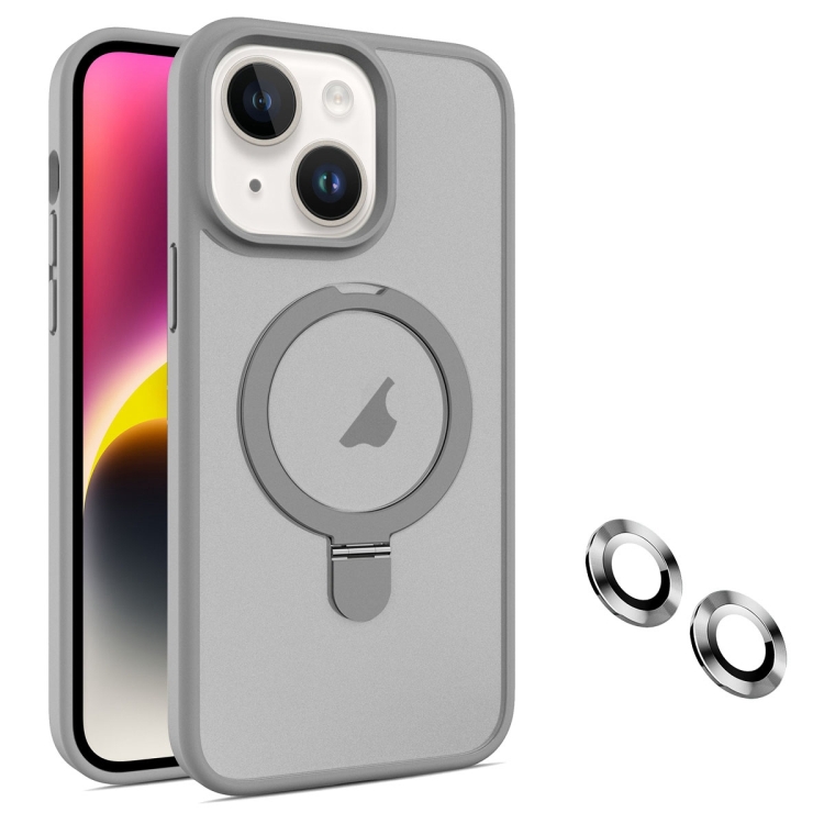 

For iPhone 14 Plus MagSafe Magnetic Holder Phone Case(Grey)