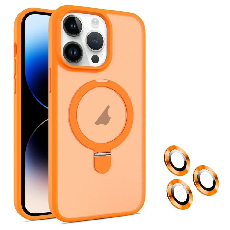 

For iPhone 14 Pro Max MagSafe Magnetic Holder Phone Case(Orange)