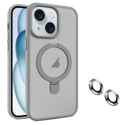 

For iPhone 15 MagSafe Magnetic Holder Phone Case(Grey)