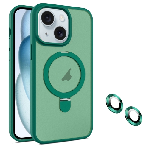 

For iPhone 15 Plus MagSafe Magnetic Holder Phone Case(Dark Green)