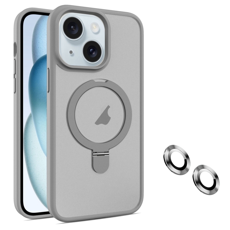 

For iPhone 15 Plus MagSafe Magnetic Holder Phone Case(Grey)