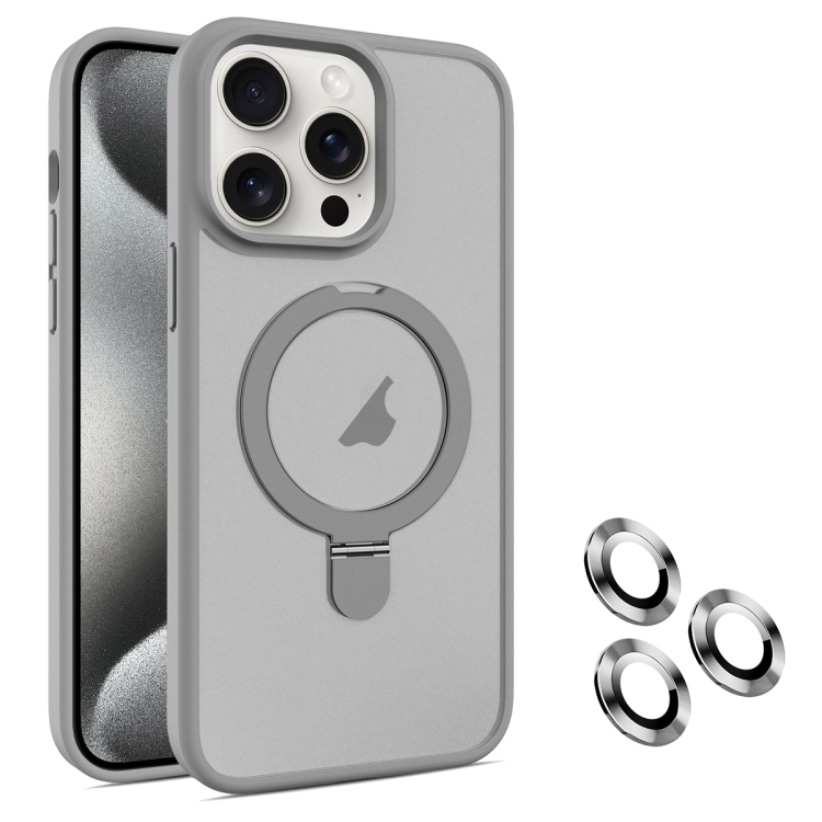 

For iPhone 15 Pro MagSafe Magnetic Holder Phone Case(Grey)