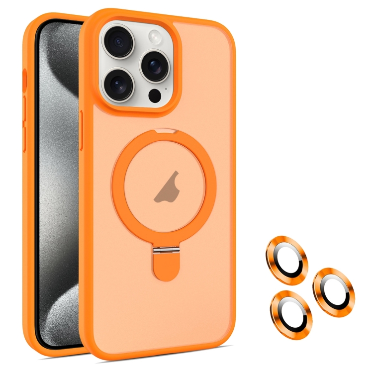 

For iPhone 15 Pro MagSafe Magnetic Holder Phone Case(Orange)