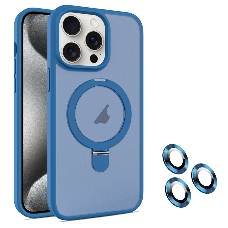 

For iPhone 15 Pro MagSafe Magnetic Holder Phone Case(Blue)
