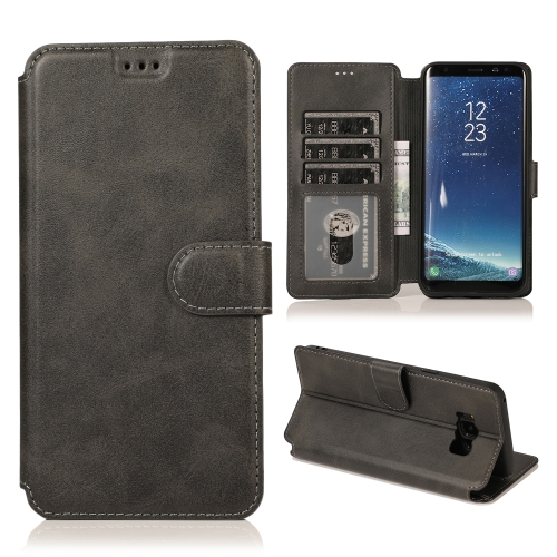 

For Samsung Galaxy S8 Calf Texture Magnetic Buckle Horizontal Flip Leather Case with Holder & Card Slots & Wallet & Photo Frame(Black)