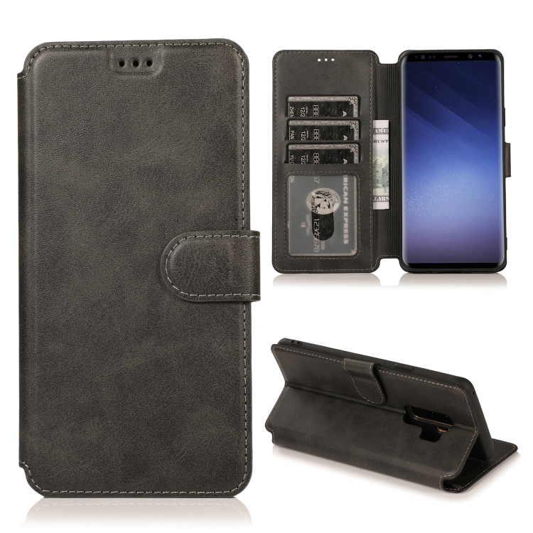 

For Samsung Galaxy S9 Calf Texture Magnetic Buckle Horizontal Flip Leather Case with Holder & Card Slots & Wallet & Photo Frame(Black)
