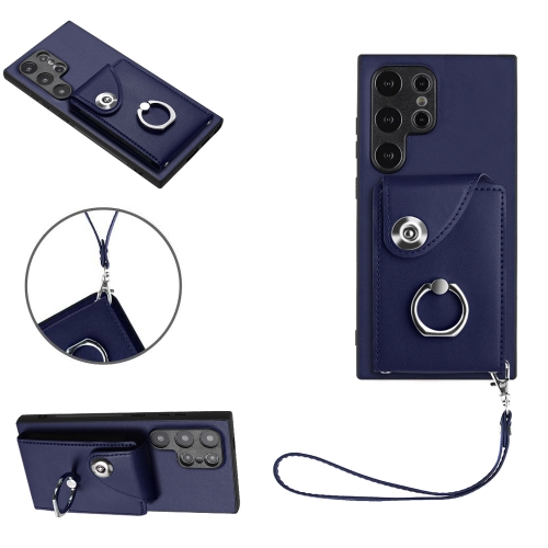 Pour Samsung Galaxy S24 Ultra 5G Organ Card Bag Ring Holder PU