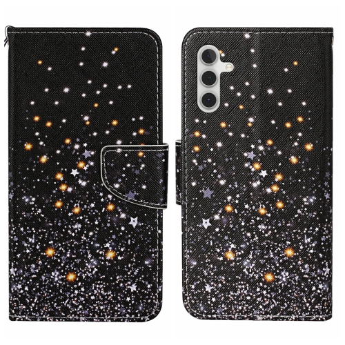 

For Samsung Galaxy A05S Colored Drawing Pattern Leather Phone Case(Black Pentagram)
