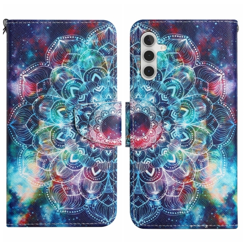 

For Samsung Galaxy A05S Colored Drawing Pattern Leather Phone Case(Star Mandala)