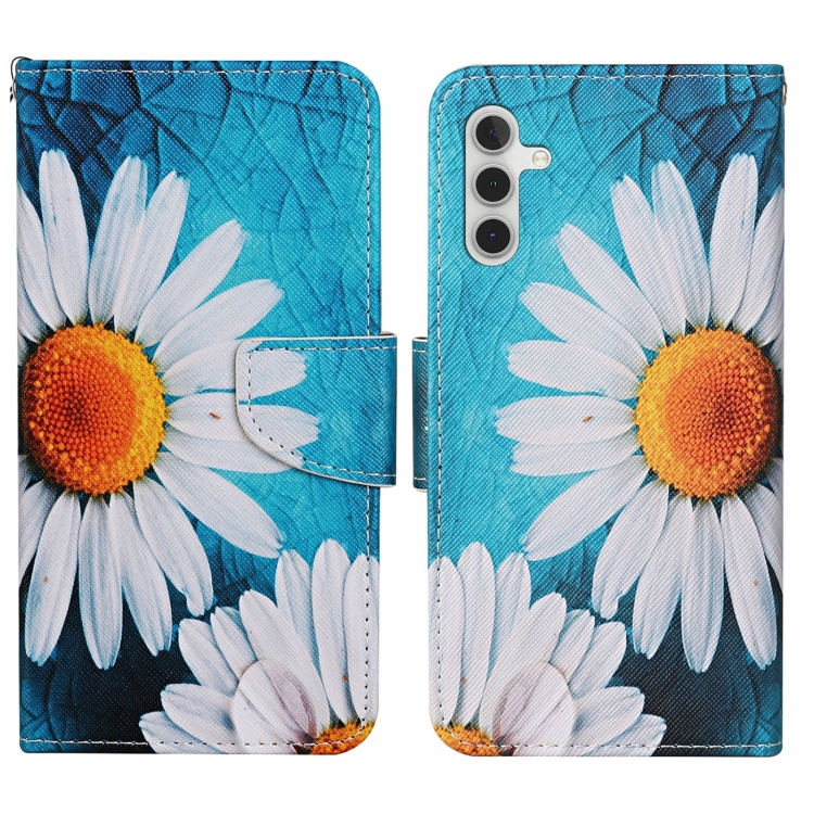 

For Samsung Galaxy A15 Colored Drawing Pattern Leather Phone Case(Chrysanthemum)