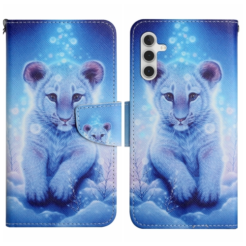 

For Samsung Galaxy A15 Colored Drawing Pattern Leather Phone Case(Little Leopard)
