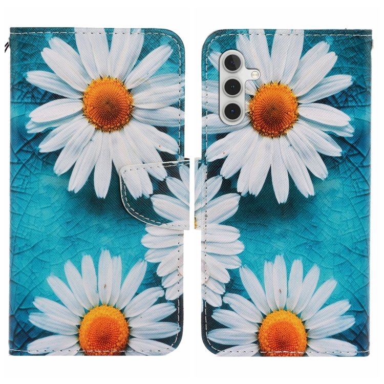 

For Samsung Galaxy S24+ 5G Colored Drawing Pattern Leather Phone Case(Daisy)