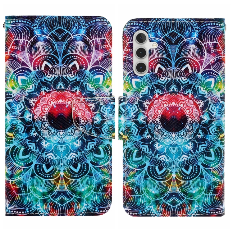 

For Samsung Galaxy S24+ 5G Colored Drawing Pattern Leather Phone Case(Mandala)