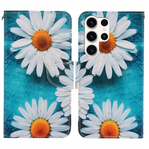 

For Samsung Galaxy S24 Ultra 5G Colored Drawing Pattern Leather Phone Case(Daisy)