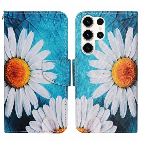 

For Samsung Galaxy S24 Ultra 5G Colored Drawing Pattern Leather Phone Case(Chrysanthemum)