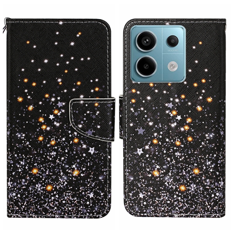 

For Xiaomi Redmi Note 13 Pro Colored Drawing Pattern Leather Phone Case(Black Pentagram)