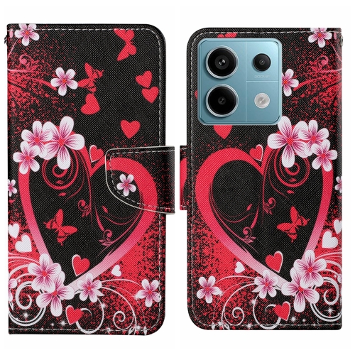 For Xiaomi Redmi Note 13 Pro Colored Drawing Pattern Leather Phone Case(Red Heart) for xiaomi redmi pad se embossed butterfly pattern horizontal flip leather tablet case pink