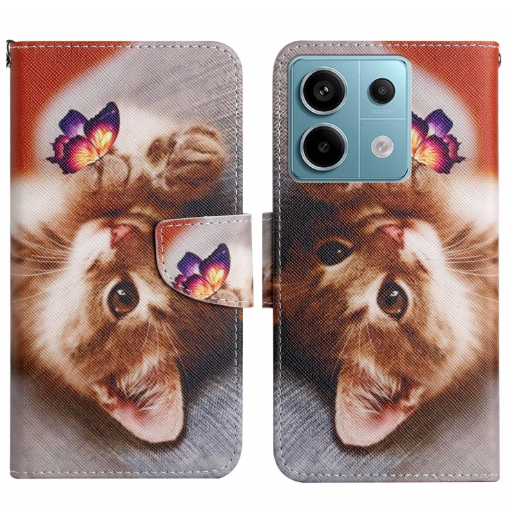 

For Xiaomi Redmi Note 13 Pro Colored Drawing Pattern Leather Phone Case(Butterfly Cat)