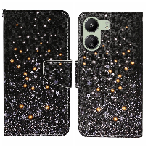 For Xiaomi Redmi 13C Colored Drawing Pattern Leather Phone Case(Black Pentagram)