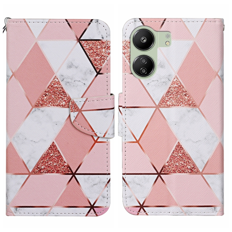 

For Xiaomi Redmi 13C Colored Drawing Pattern Leather Phone Case(Marble)
