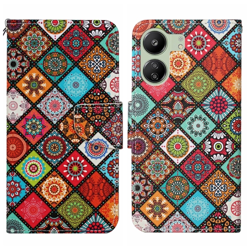 

For Xiaomi Redmi 13C Colored Drawing Pattern Leather Phone Case(Ethnic Style)