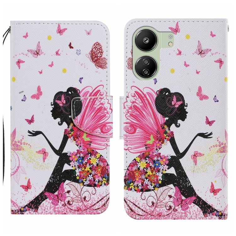 

For Xiaomi Redmi 13C Colored Drawing Pattern Leather Phone Case(Dancing Girl)