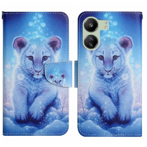 

For Xiaomi Redmi 13C Colored Drawing Pattern Leather Phone Case(Little Leopard)