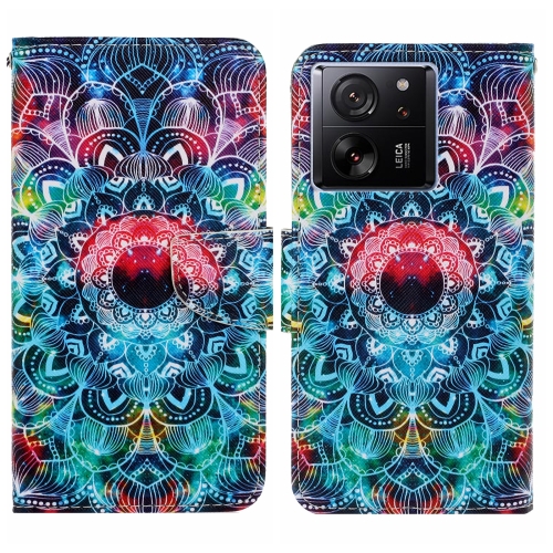 

For Xiaomi Redmi 13T Colored Drawing Pattern Leather Phone Case(Mandala)