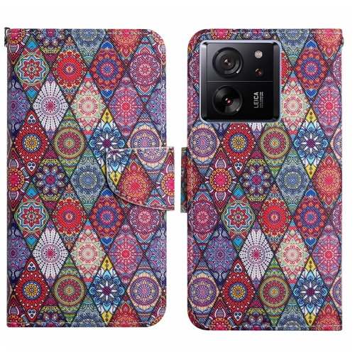 

For Xiaomi Redmi 13T Colored Drawing Pattern Leather Phone Case(Diamond Kaleidoscope)