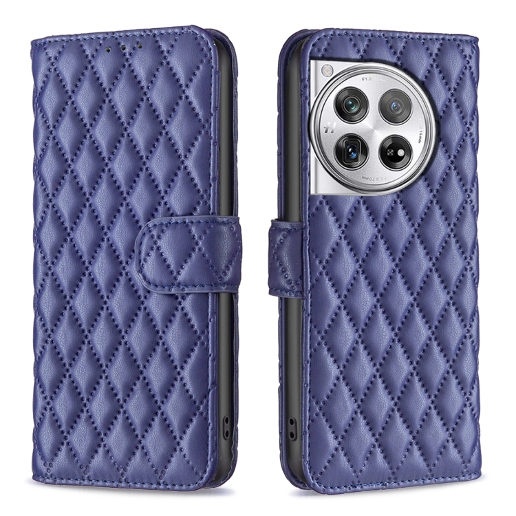 

For OnePlus 12 5G Diamond Lattice Wallet Flip Leather Phone Case(Blue)