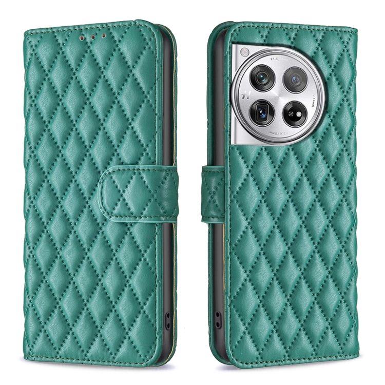 

For OnePlus 12 5G Diamond Lattice Wallet Flip Leather Phone Case(Green)