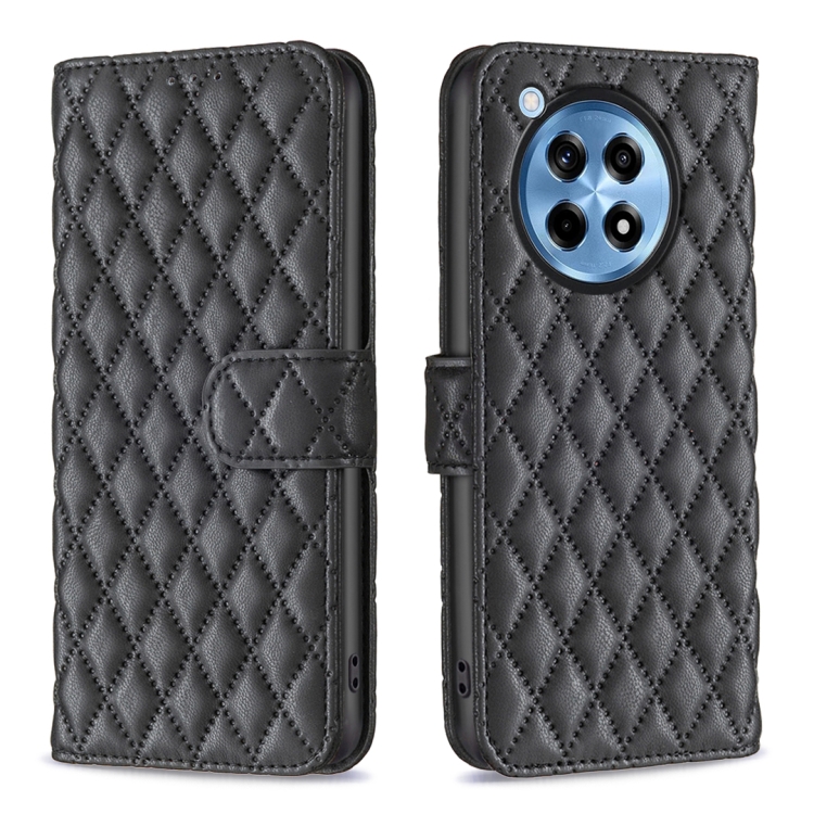 

For OnePlus 12R Diamond Lattice Wallet Flip Leather Phone Case(Black)