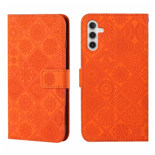 

For Samsung Galaxy A05S Ethnic Style Embossed Pattern Leather Phone Case(Orange)