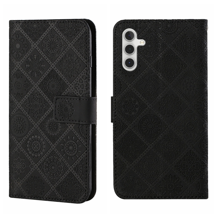 

For Samsung Galaxy A15 Ethnic Style Embossed Pattern Leather Phone Case(Black)
