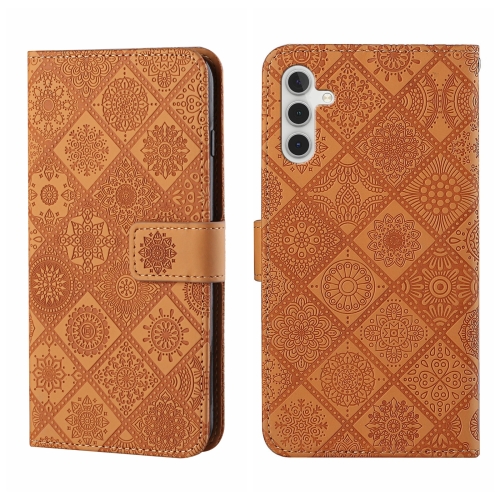 

For Samsung Galaxy S24 5G Ethnic Style Embossed Pattern Leather Phone Case(Brown)