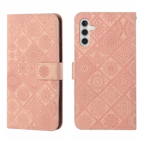 

For Samsung Galaxy S24 5G Ethnic Style Embossed Pattern Leather Phone Case(Pink)