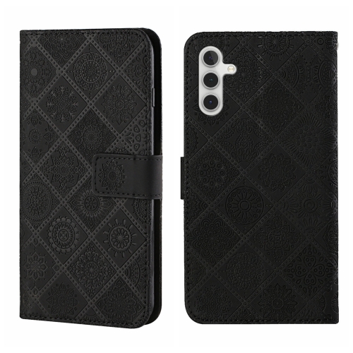 

For Samsung Galaxy S24+ 5G Ethnic Style Embossed Pattern Leather Phone Case(Black)