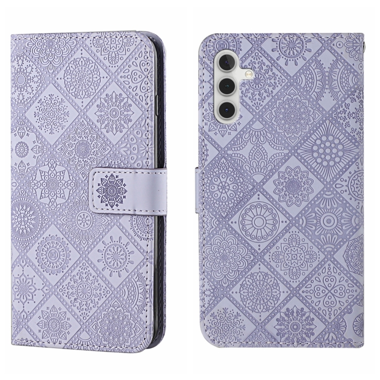 

For Samsung Galaxy A55 Ethnic Style Embossed Pattern Leather Phone Case(Purple)