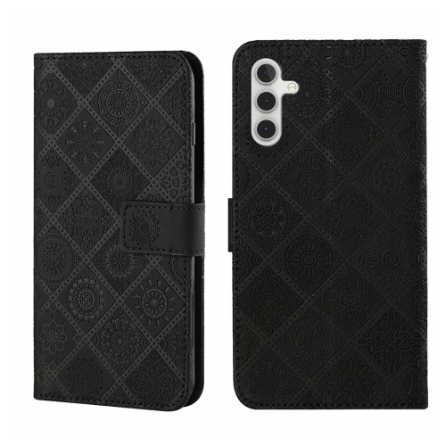 

For Samsung Galaxy A35 Ethnic Style Embossed Pattern Leather Phone Case(Black)