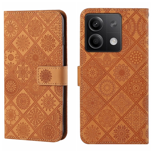 

For Xiaomi Redmi Note 13 Ethnic Style Embossed Pattern Leather Phone Case(Brown)