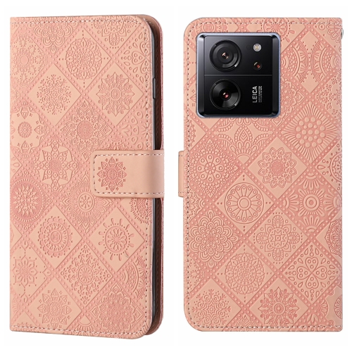 

For Xiaomi 13T Ethnic Style Embossed Pattern Leather Phone Case(Pink)