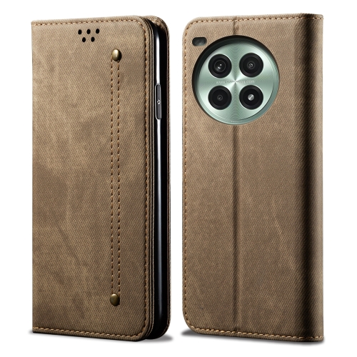 

For OnePlus Ace 3 Pro Denim Texture Casual Style Horizontal Flip Leather Case(Khaki)